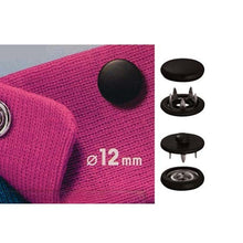 Afbeelding in Gallery-weergave laden, Prym naaivrijdrukknoop jersey gladde kap 12mm zwart (390.339)