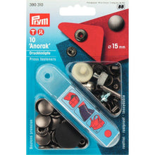 Afbeelding in Gallery-weergave laden, Prym naaivrijdrukknoop anorak 15mm oud ijzer (390.310)