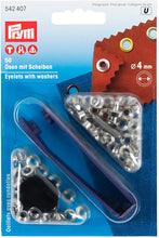 Afbeelding in Gallery-weergave laden, Prym ringen met schijven zilver of zwart 4mm