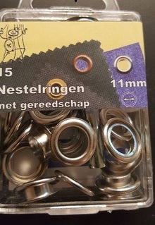 Nestelringen met gereedschap 11mm nikkel 15 stuks