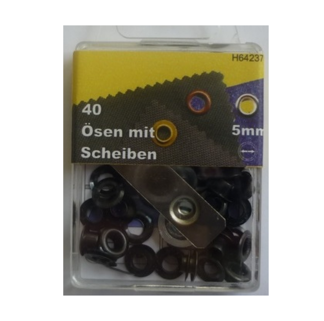 Nestelringen met gereedschap 5mm zwart 40 stuks