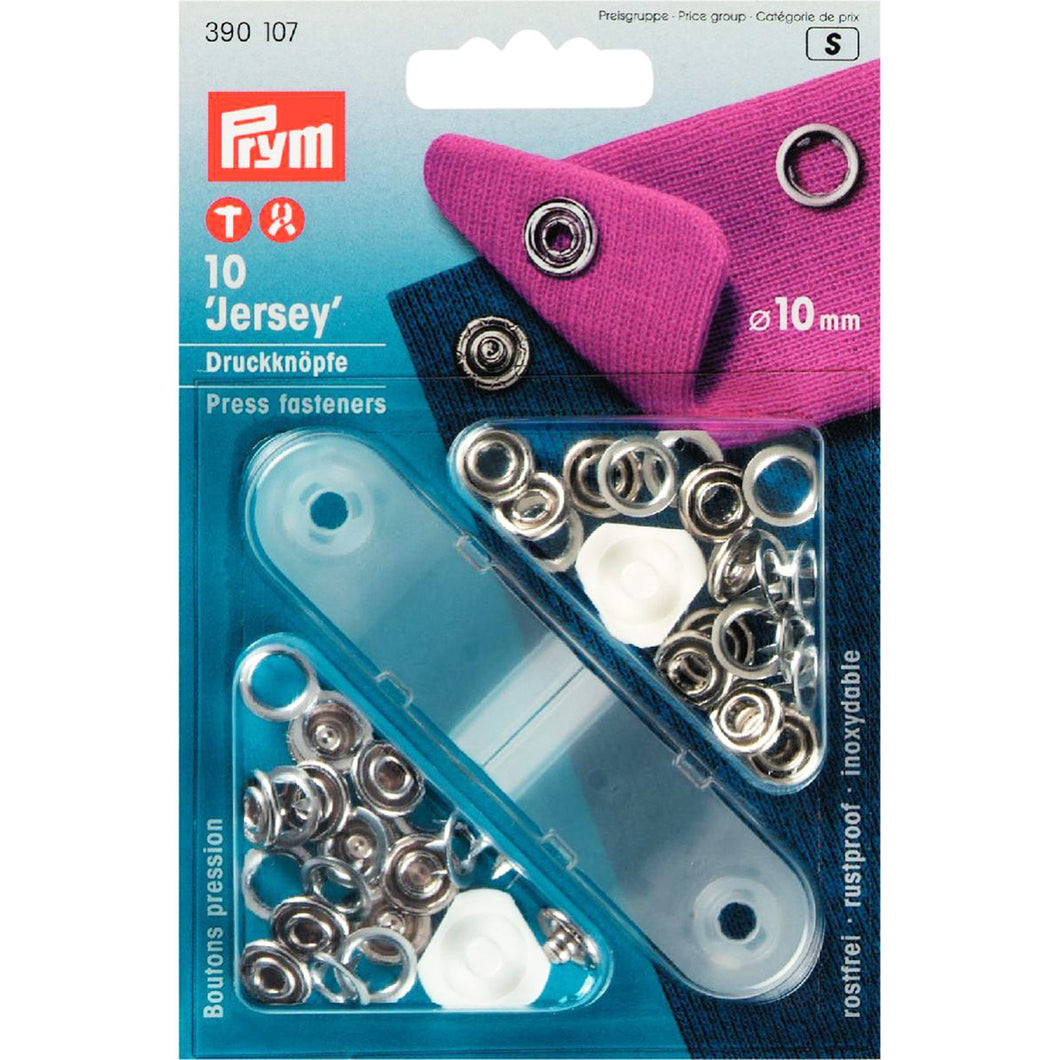 Prym naaivrijdrukknoop jersey tandring 10mm zilver (390.107)