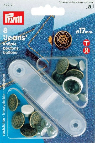 Prym Jeans knopen 17mm oudmessing bloem (622211)